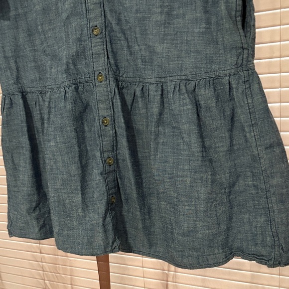 ☀️🥖🇫🇷👩‍🎨GAP Cotton 3/4 Sleeve Blue Chambray Shirt Dress Large EUC - Picture 4 of 6